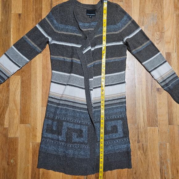 Cynthia Rowley Sweater Size M Brown Wool‎ Cashmere Long Cardigan Striped Cozy - Picture 7 of 8